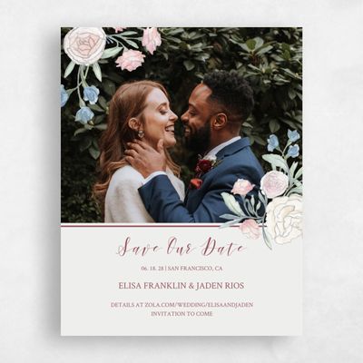Burgundy, Red Wedding Save the Date - Wilbur Portrait