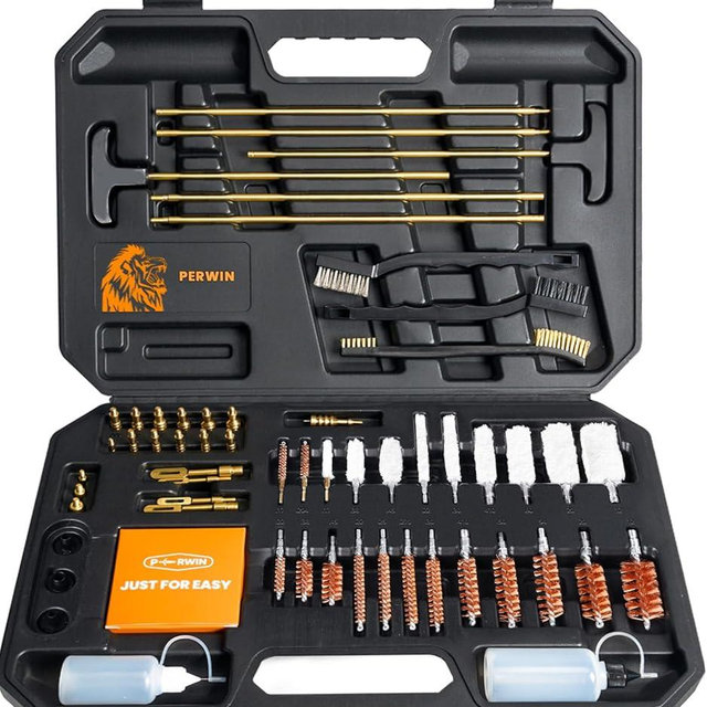 PERWIN Universal Gun Cleaning Kit for All Caliber Pistol Rifle Handgun Shotgun Hunting Cleaning Kit with Brass Rods and Tough Carrying Case, Hunting Gun Accessories for Men