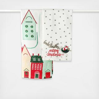 Christmas in the Village Santa Hand Towel, Set of 2