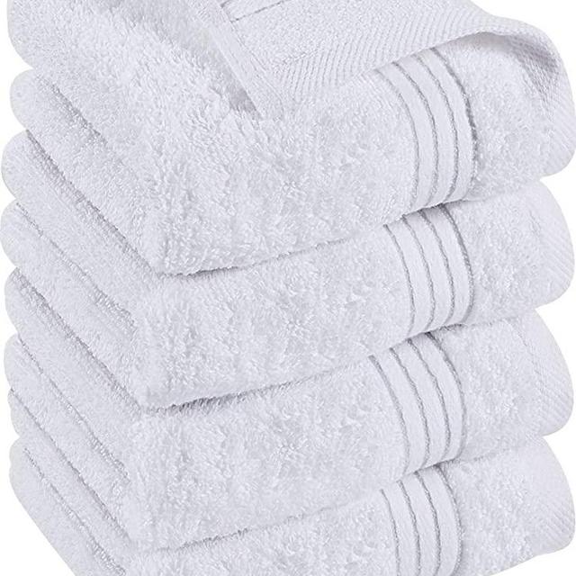 Utopia Towels 4 Piece Wash Cloths Set (12 x 12 Inches) 100% Ring Spun Cotton, Soft Feel and Highly Absorbent Essential Washcloths for Bathroom, Bath, Gym, Face Towel, and Spa (White)