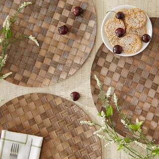 Basketweave Round Woven Placemat, Set of 4
