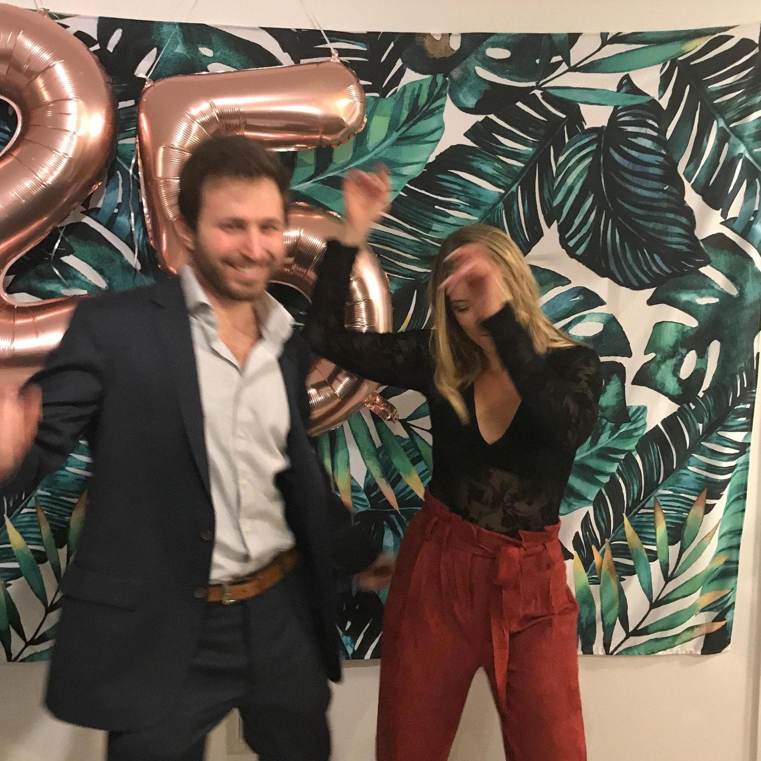 Josh & I dancing at my 25th birthday party thrown by Elaine featuring fried chicken and waffles