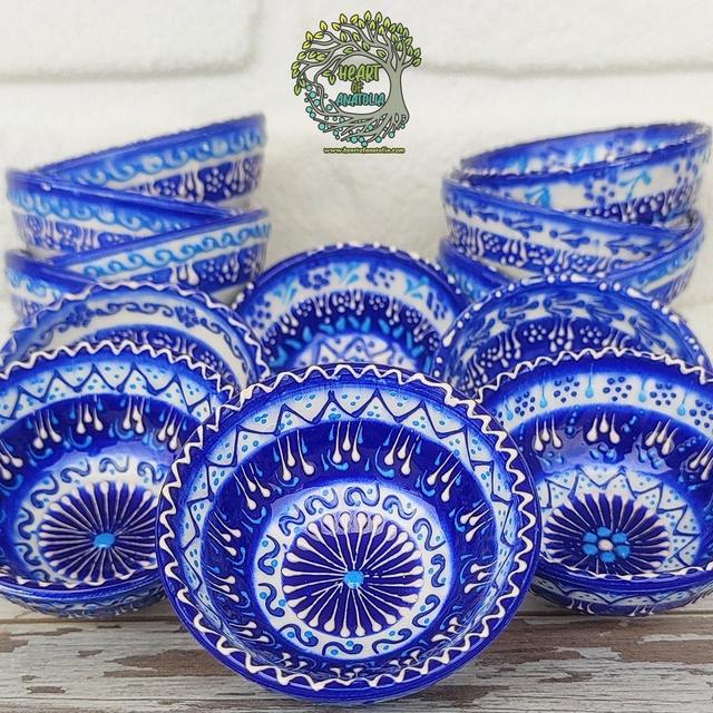 6x Handmade Small Ceramic Bowls Set Turkish Breakfast Moroccan Pottery Tapas Nuts Pinch Bowls Mini Kitchen Dinning Bowls Set Unique Gift