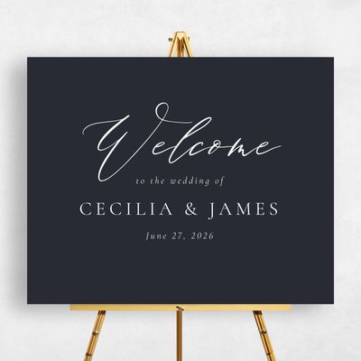 Ebony, Black Wedding Sign - Seville Landscape