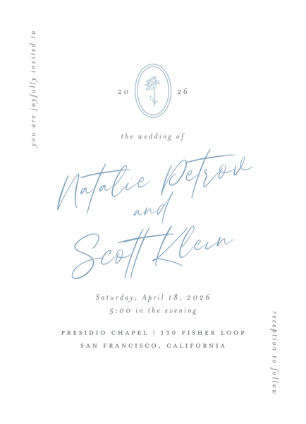 Gemma Classic | Dusty Blue | Zola Wedding Invitations