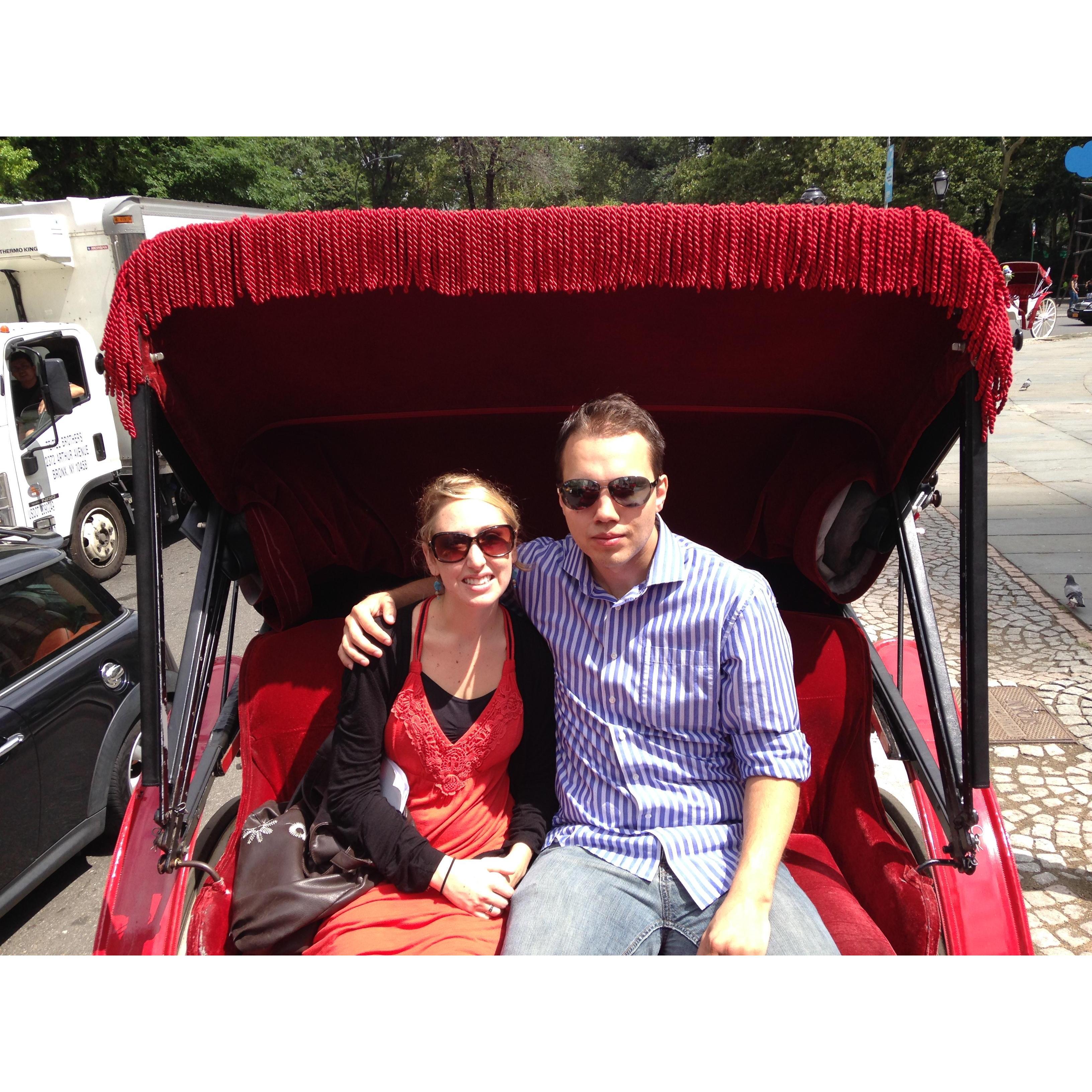 In 2014, we went on our first solo trip together to New York City and took a carriage ride through Central Park.