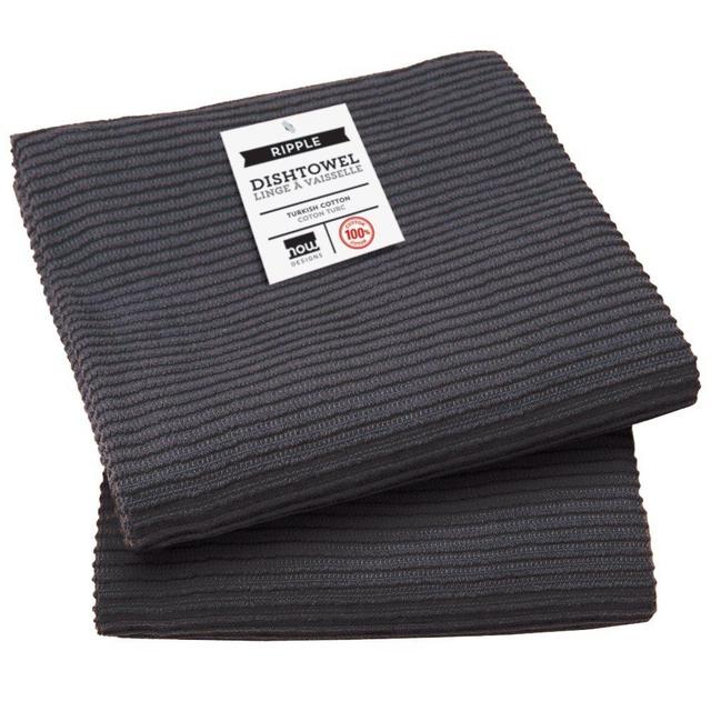 Now Designs Ripple Kitchen Towel, Set of 2, Black