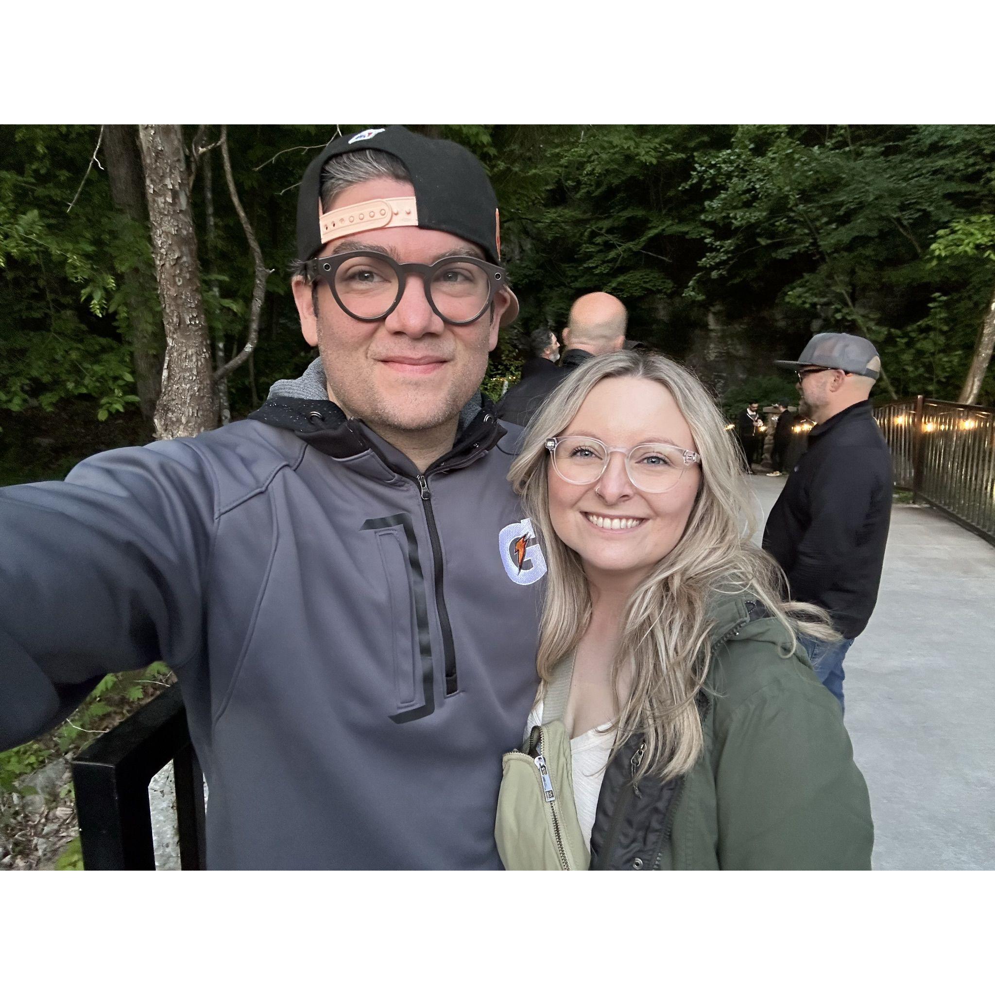 Andy bought his jacket at a goodwill in Chattanooga 30 minutes before this photo was taken at a concert we recently went to inside of a cavern!