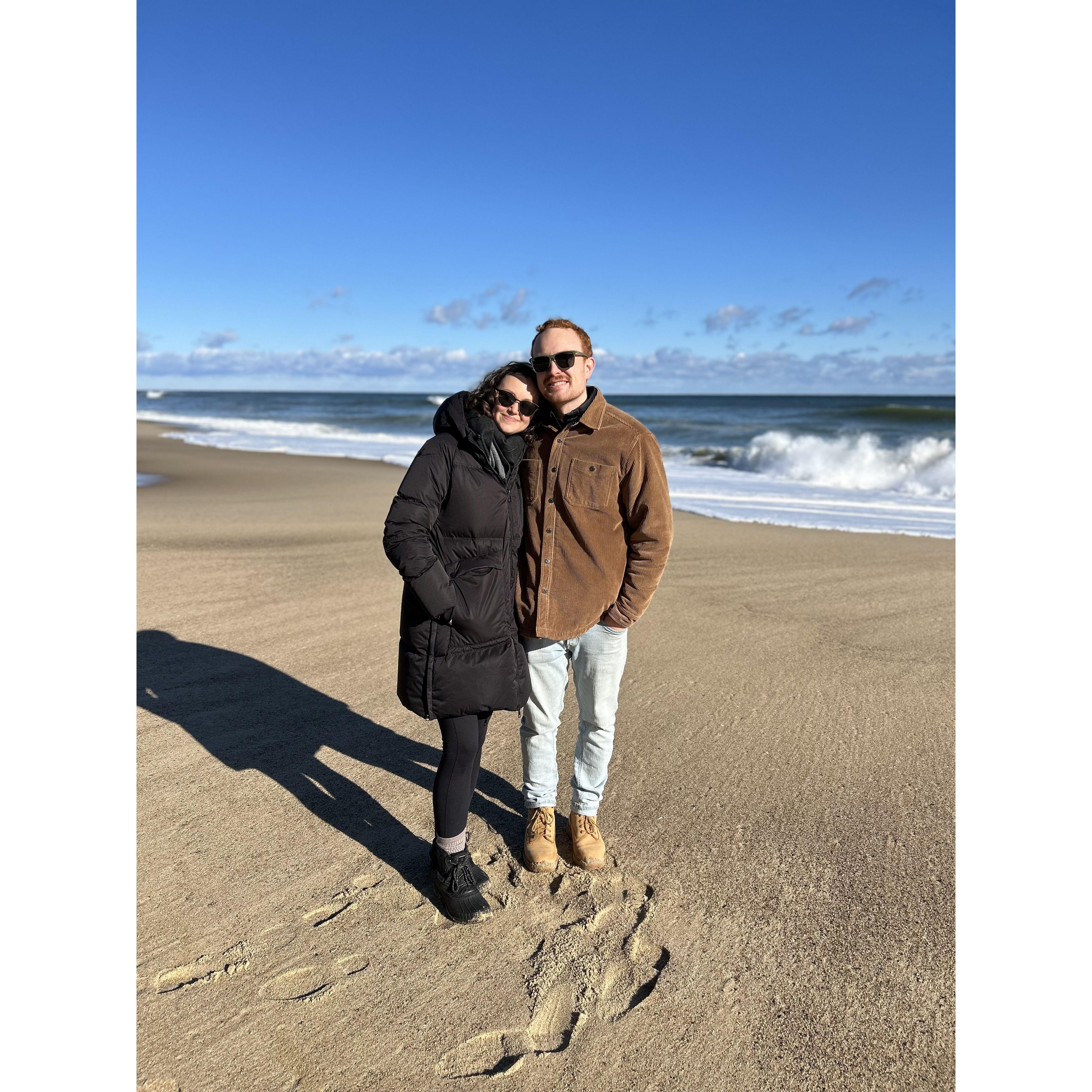 Cold Cape Cod beach with Kyle's siblings and cousins