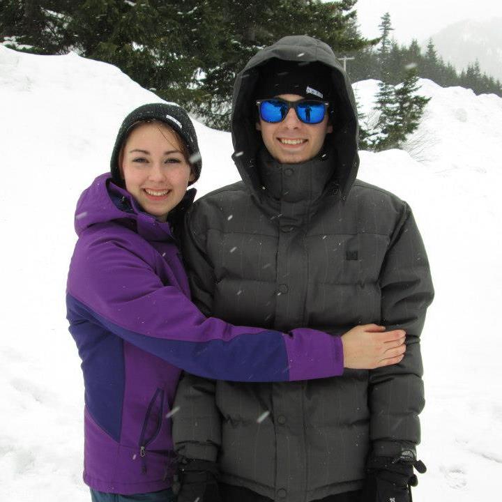 Our sledding trip with friends ended in a great snow adventure at Crystal Mountain- and one of the best photos of us.