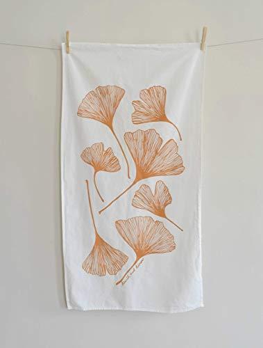 Ginkgo Leaf Flour Sack Tea Towel in Golden Yellow - Tea Towel - Flour Sack Towel - Kitchen Towel - Cotton Dishcloth - Kitchen Decor
