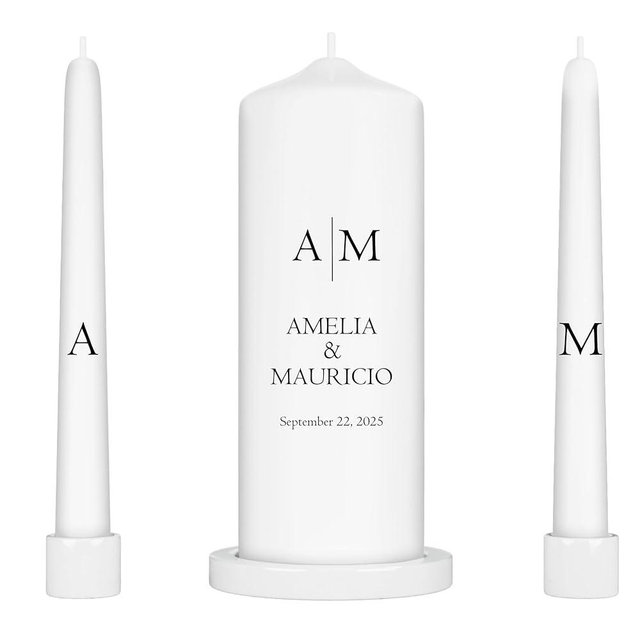 Unity Candles for Wedding, Modern Unity Set, Custom and Personalized Pillar and Taper Candles with Bible Quote, Unscented White Premium Wax, Religious and Wedding Ceremony, Special Events