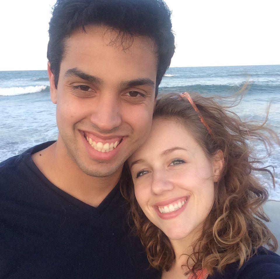 The first we we were together, celebrating at the beach