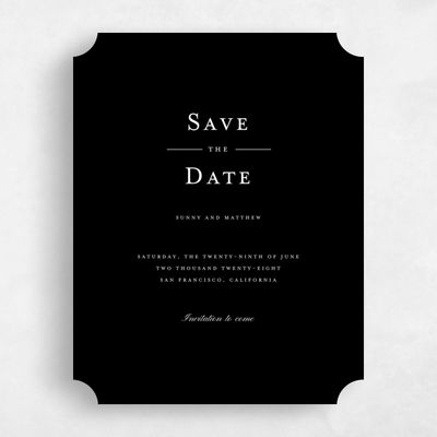 Black Ticket Wedding Save the Date - Lucca Portrait