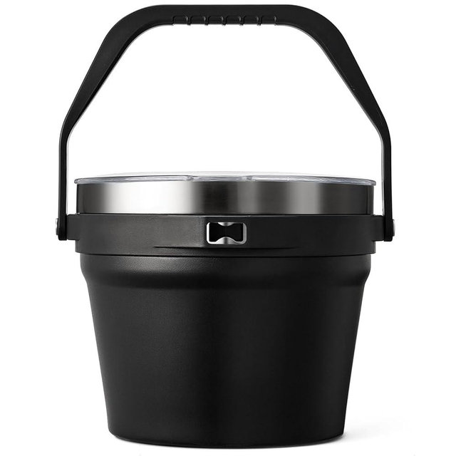 COKTIK 7L Insulated Ice Bucket with Lid，Double Wall Vacuum Stainless Steel Beverage Bucket Keeps Frozen Longer，Holds 6 Longnecks or 3 Bottles of Wine，for Cocktail, Champagne, Large Parties(Black)