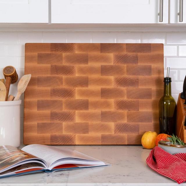 Maple End Grain Cutting Board, Juice Grooves and Finger Grooves
