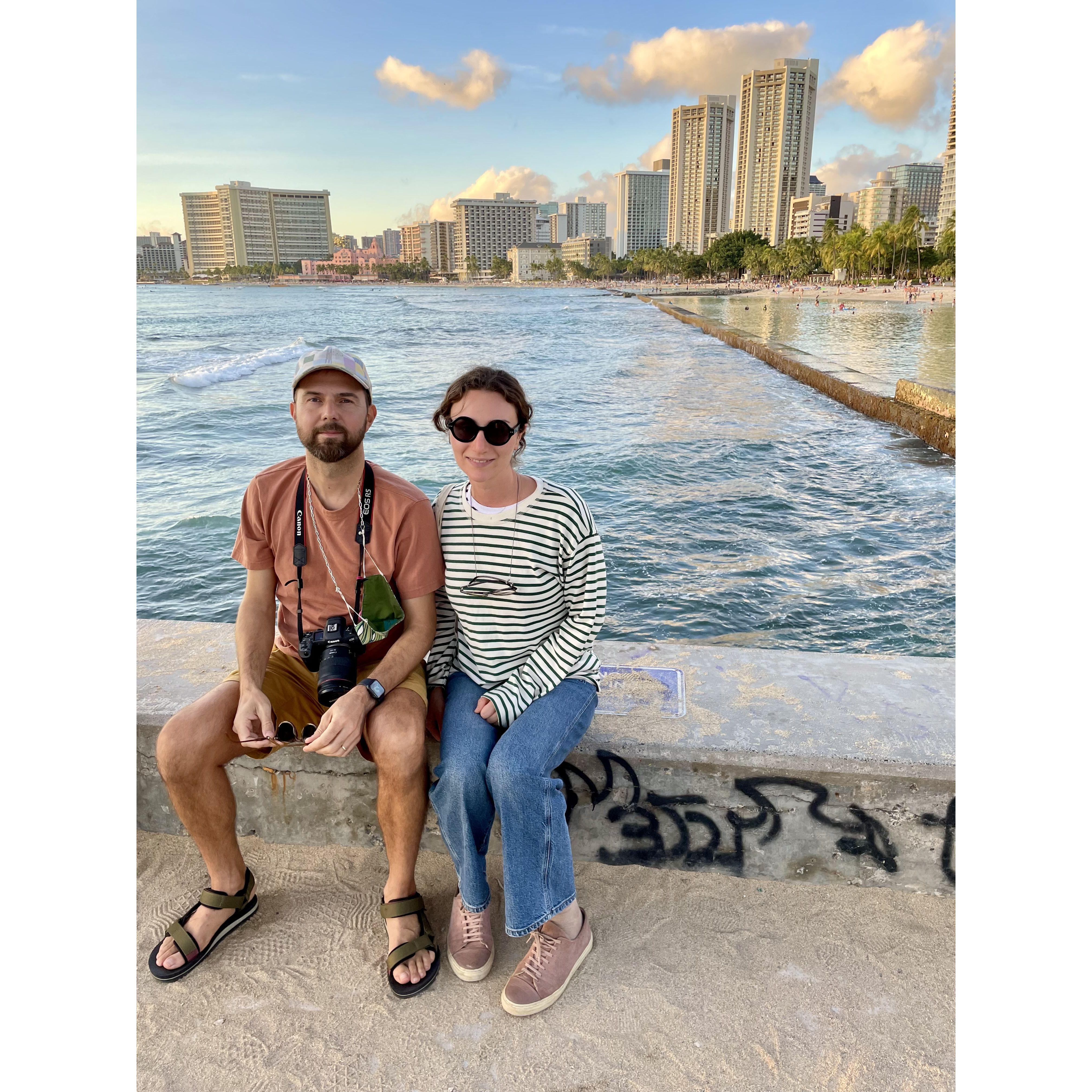 Waikiki i bakgrunden