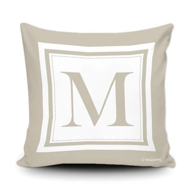MALIHONG Letter Throw Pillow Cover English Alphabet M Monogram Initial Cushion Cover Decorative for Sofa Bed 18x18 Inch