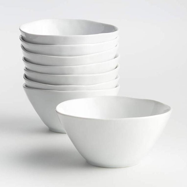 Mercer White Porcelain Cereal Bowls, Set of 8