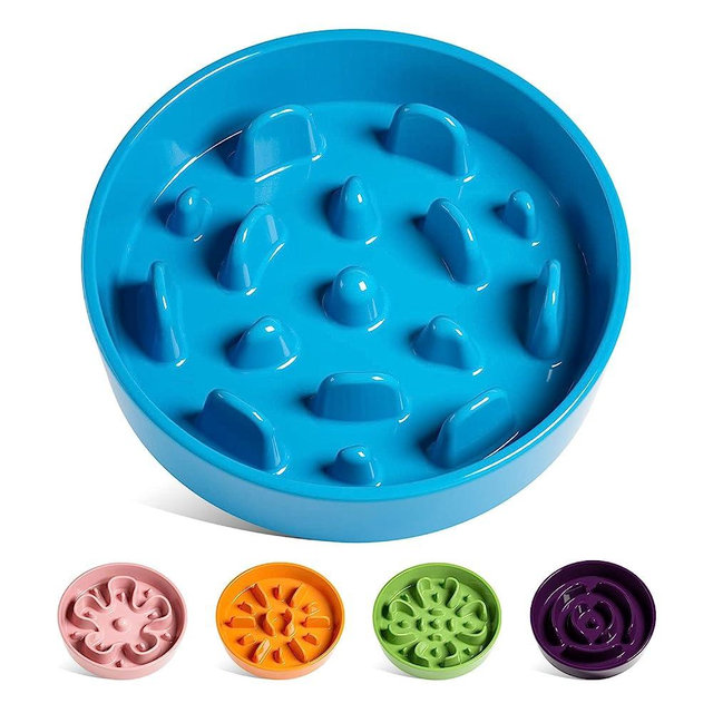 LE TAUCI Slow Feeder Dog Bowls Ceramic, 1.5 Cups Slow Eater Bowl for Dogs, Puppy Slow Feeder Bowl for Fast Eaters, Dog Dishes to Slow Down Eating, Maze Dog Bowl, Vortex Blue