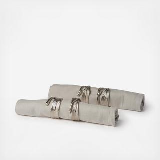 Curled Leaf Napkin Rings in Window Box, Set of 4