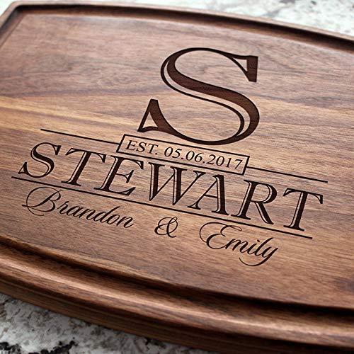 Classic Monogram Wedding Personalized Cutting Board - Engraved Custom Cutting Board, Wedding, Housewarming, Anniversary, Engagement, Closing Gift W-015 GB