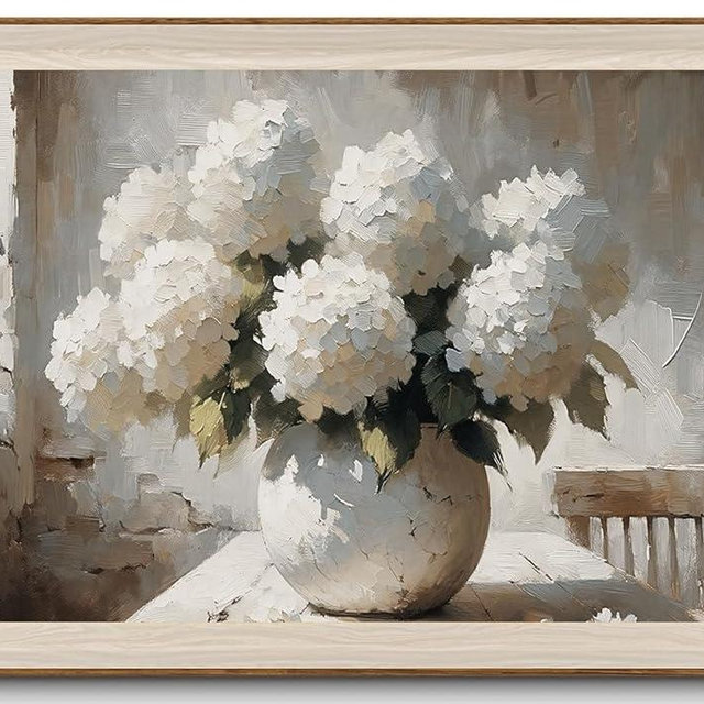 KISSFOX Framed Wall Art Vintage Wall Decor Hydrangea Canvas Art Flowers Pictures Botanical Paintings Antique Still Life Artwork For Living Room Bedroom Bathroom Kitchen
