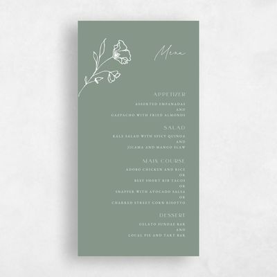Deep Sage, Green Wedding Menu - Varnell