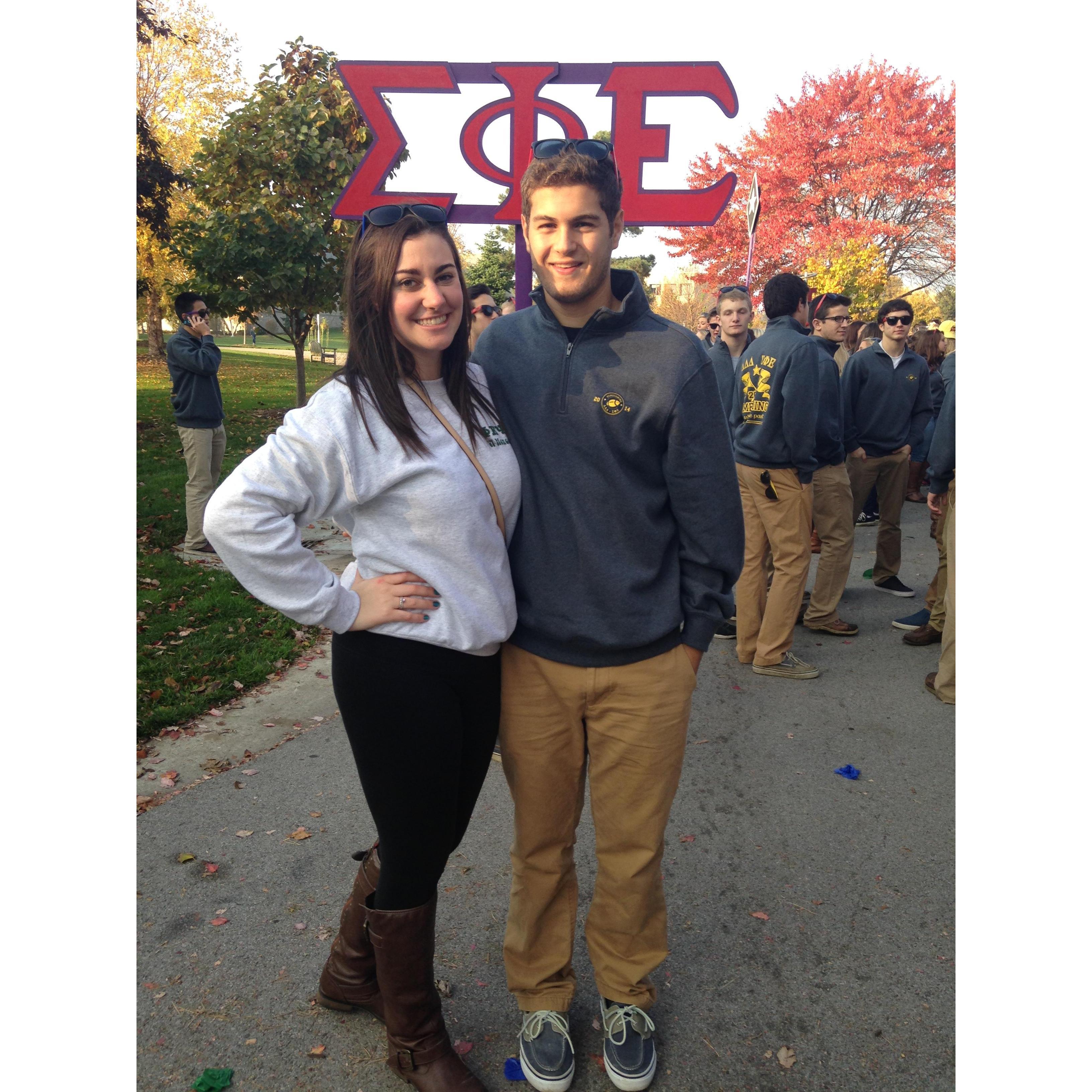 Enjoying The University of Toledo homecoming parade together.