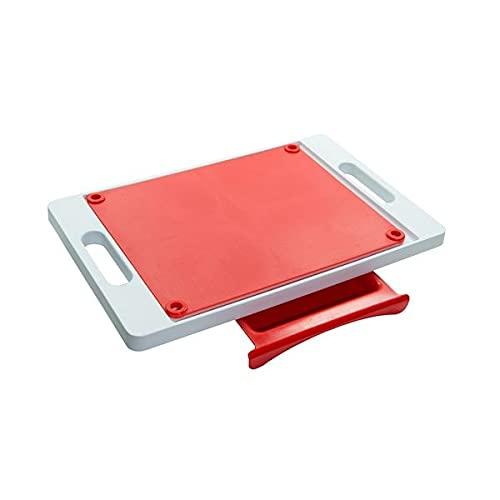 Karving King Original Dripless Cutting Board 2 in 1 System Non Slip Feet & Spikes Hold Food in Place while Carving Juice Groove Fills Drip Collection Drawer for Gravy & Easy Clean Up - Red