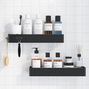 Kitsure Shower Caddy - 2 Pack Adhesive Shower Organizer, Rustproof Metal Shelves, No-Drill Bathroom Organizers and Storage, Black, XX-Large
