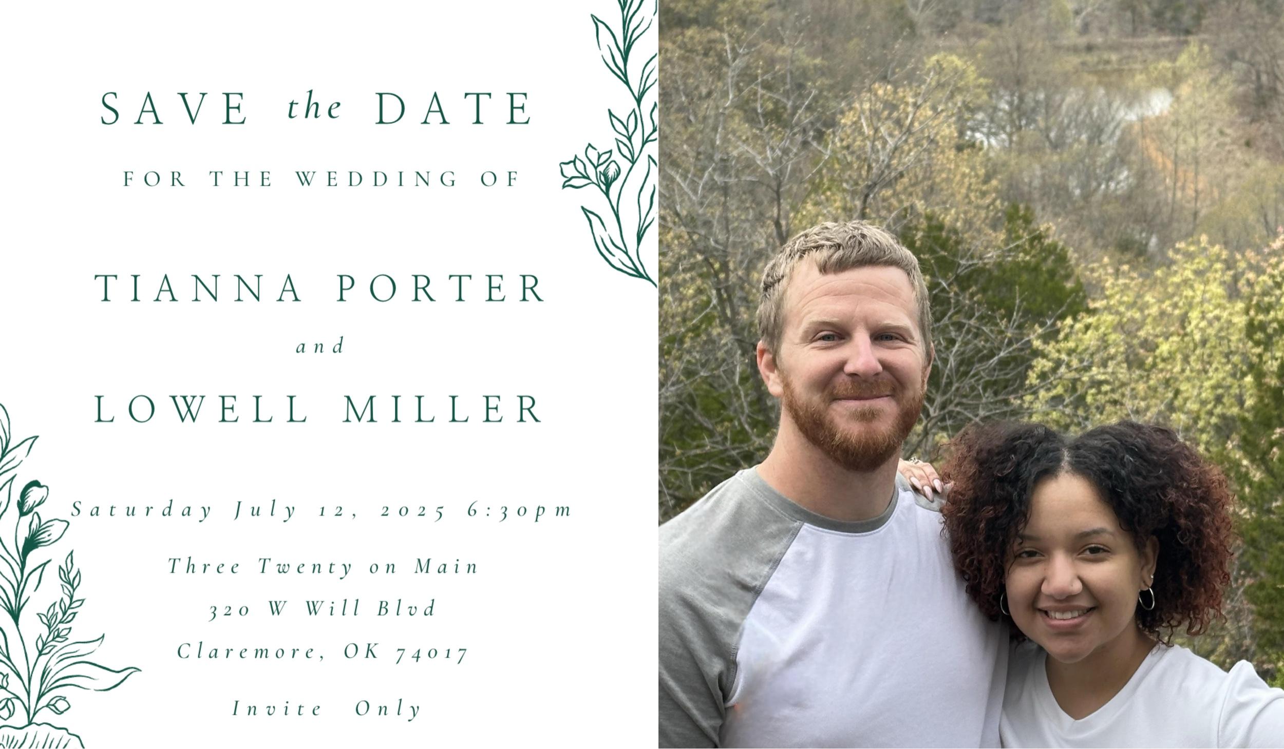 The Wedding Website of Tianna Porter and Lowell Miller