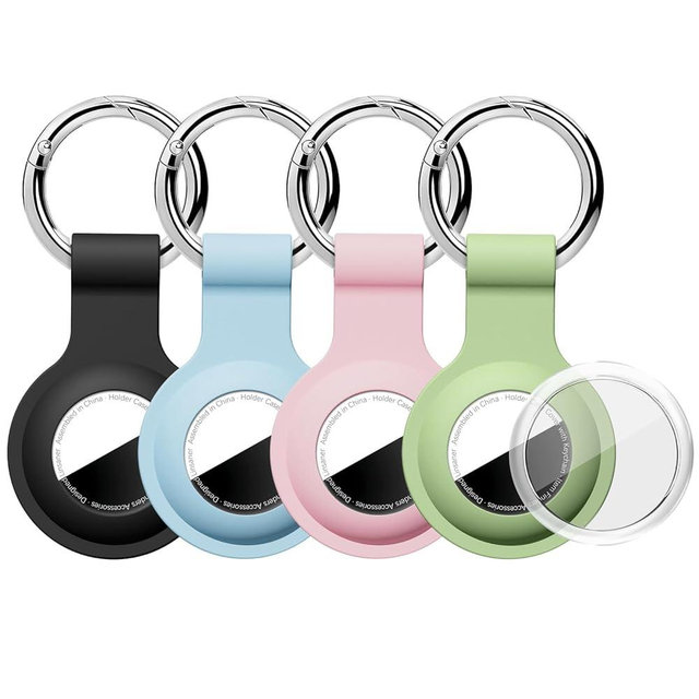 Linsaner [4 Pack] Waterproof Case for AirTag with Ultra-Clear Front Cover, Shockproof Silicone Holder Keychain for Apple for AirTags, Full Body Protector for Keys, Backpack, Luggage