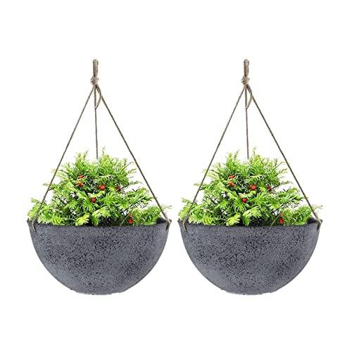 Large Hanging Planters for Outdoor Indoor Plants, Hanging Flower Pots with Drainage Holes(13.2", Rock Gray)