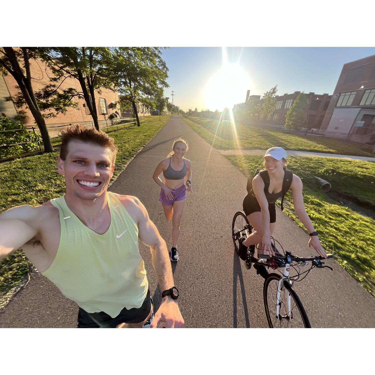 One of our many runs with Emily, Andrew's sister.
