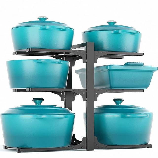 MUDEELA 6-Tier Pots and Pans Organizer Rack for Kitchen Cabinet Storage and Organization, Heavy Duty Pot and Pan Organizer under Cabinet, Adjustable Pot Organizer Rack
