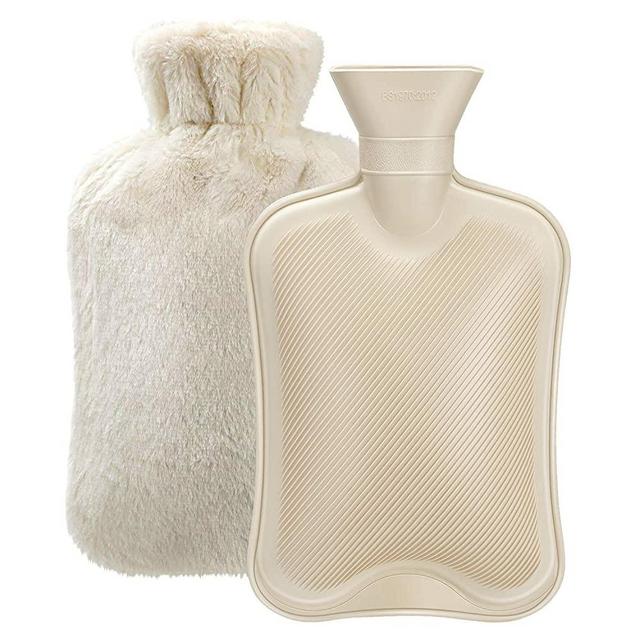 Hot Water Bottle with Soft Cover (2 Liter) Classic Rubber Hot Water Bag for Cramps, Neck, Shoulders Pain Relief, Hot Cold Pack for Hot and Cold Therapy and Feet Warmer, Great Gift for Women and Girls