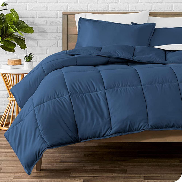 Bare Home Comforter Set - King/California King - Goose Down Alternative - Ultra-Soft - Premium 1800 Series - All Season Warmth (King/Cal King, Dark Blue)