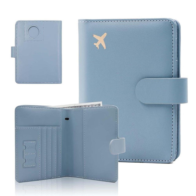 Melsbrinna Premium Leather Passport Holder Covers Case, Waterproof Rfid Blocking Travel Wallet Passport Holder with Pen Holder, Cute Passport Book for Women/Men