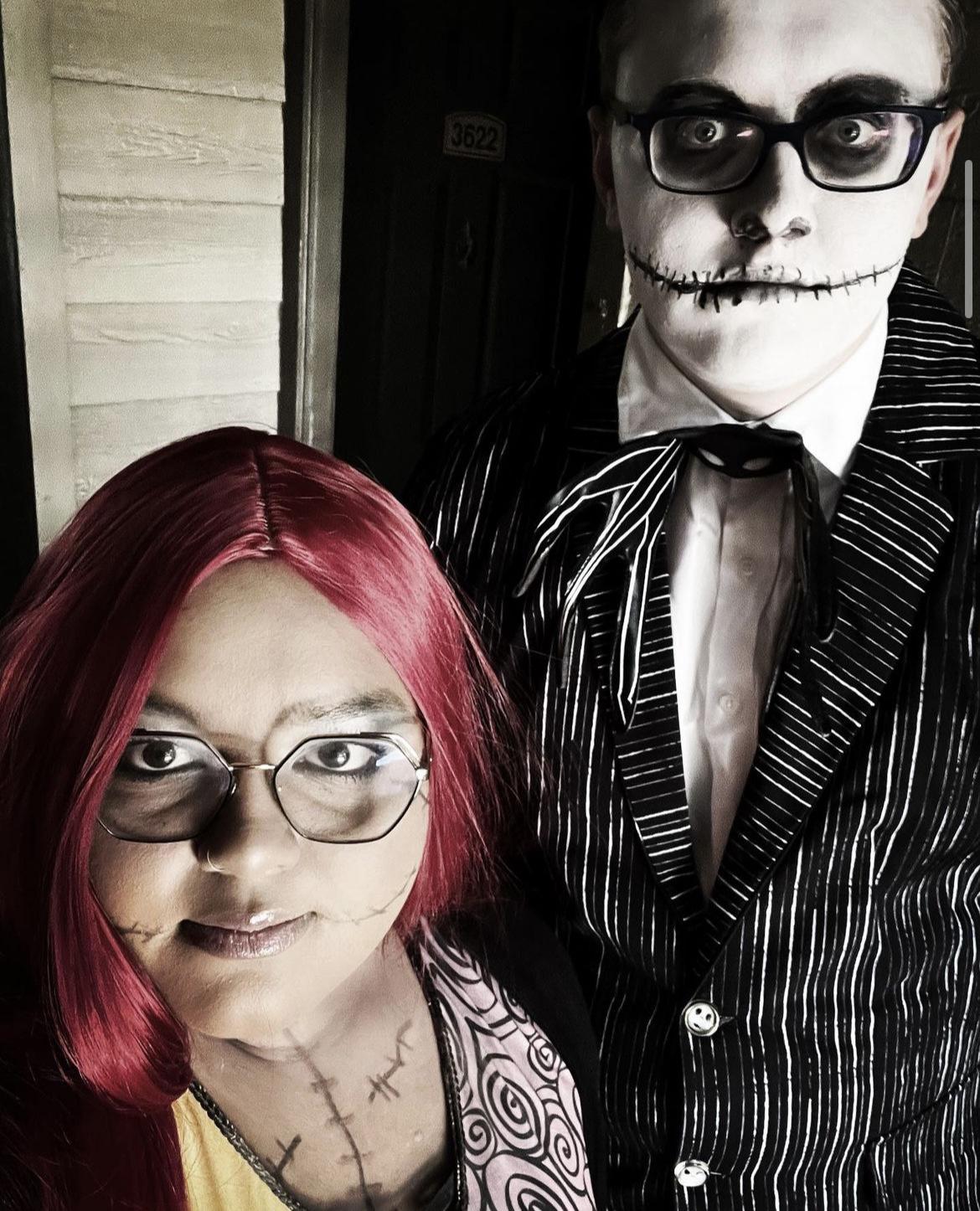 Carmen and Nick as Jack and Sally for Halloween🎃