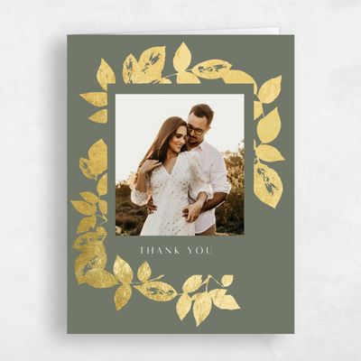Dark Sage, Green Wedding Thank You - Jasmine Photo Foil