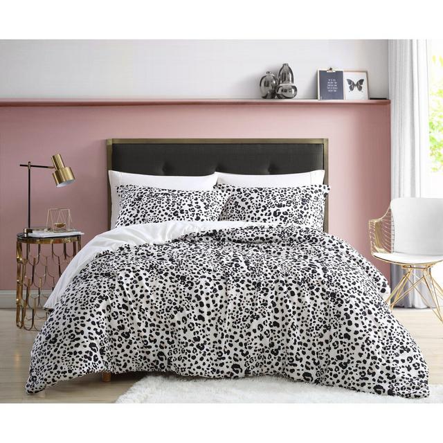 Ivory/Black Microfiber Reversible Comforter Set