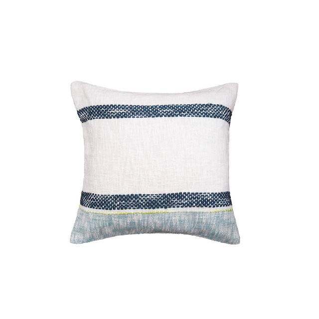 carol & frank Luna Surf Pillow Blue 22" x 22" Square Soft Woven Pillow For Couch Sofa Bed Chair Cotton