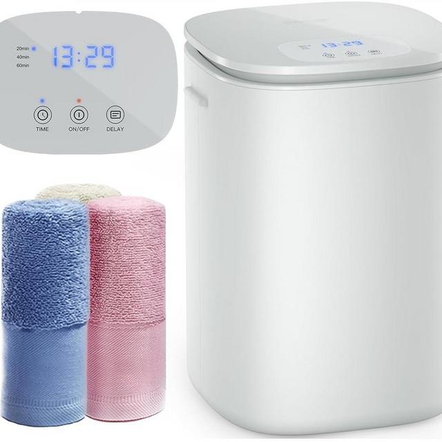 Towel Warmer Bucket, 26L Large Hot Towel Warmer with LED Display, Heat Timer 20/40/60 Min Adjustable, Up to 24 Hour Delay Timer, Fits Up to Two Oversized Towels - PJ, Bathrobe, Towel, Pure Gray, A17
