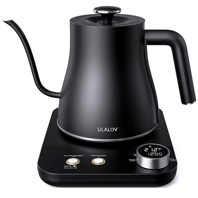Ulalov Gooseneck Kettle Temperature Control, Ultra Fast Boiling Electric Kettle for Pour-Over Coffee/Tea, 100% Stainless Steel, 5 Variable Presets, Leak-Proof, 12H Keep Warm,1200W-0.8L