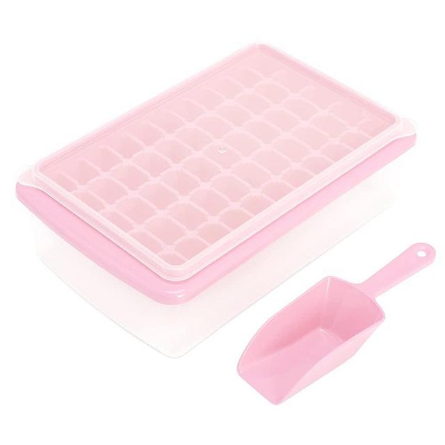 Ice Cube Tray with Lid and Bin, 55Nugget Silicone Ice Tray Comes