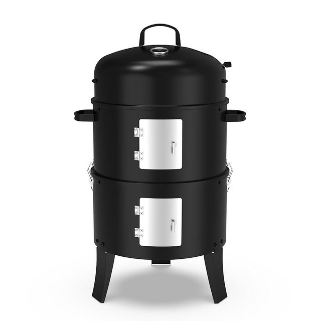 GRiliFE 16" Charcoal Smoker, 3 in 1 Heavy Duty Vertical Barbecue Grill, Outdoor Fire Pit 402 Square Inches Cooking Area, Versatile Outdoor Smoker Grill, Black