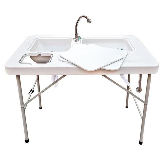 Coldcreek Outfitters Outdoor Washing Table and Sink, Portable and Foldable, Large Dual-Sink Design