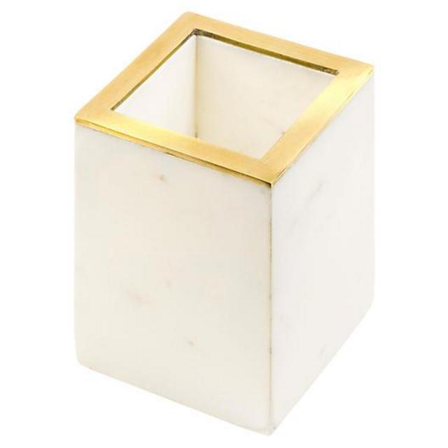 4" Ariel Pencil Holder, White/Gold