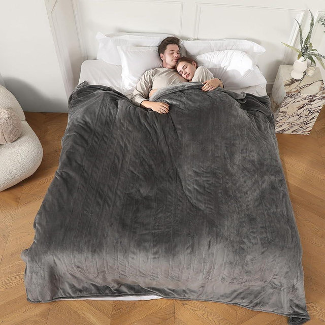 Heated Blanket King Size, Super Soft Cozy Upgraded Flannel Electric Blanket Dual Control with 5 Heating Levels & 10 Hours Auto Off, Fast Heating & ETL & FCC Certification, 100" x 90", Silver Gray